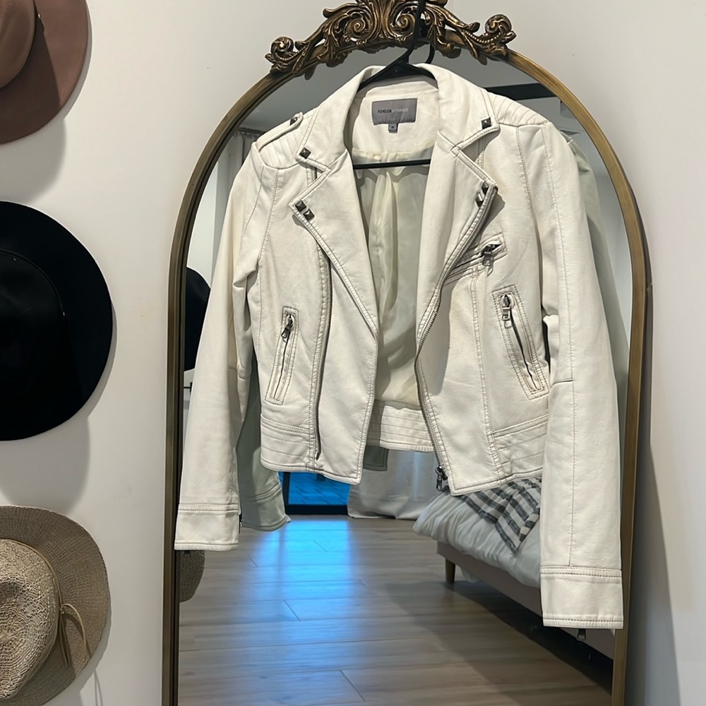 White/cream leather jacket